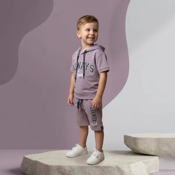 Purple_Cotton_Relaxed_Hooded_T-Shirt_And_Shorts_Set_For_Boys