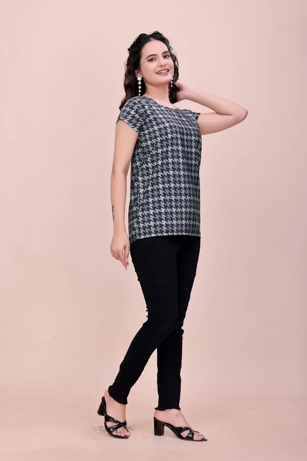 Black_The_Noir_Geo_Sophisticated_Short-Sleeve_Top_Tunic_For_Women