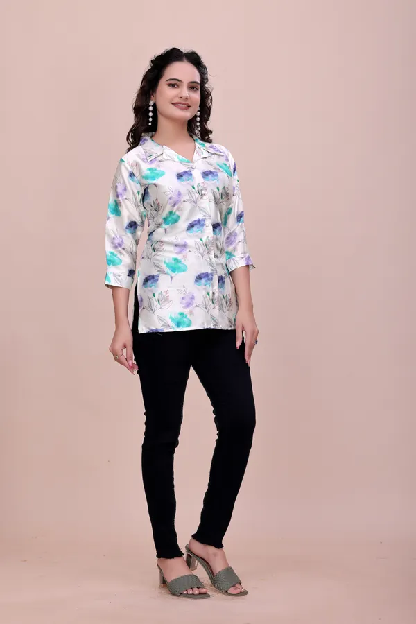 Offwhite_Floral_Lace-Up_Back_Rayon_Top_Tunic_For_Women