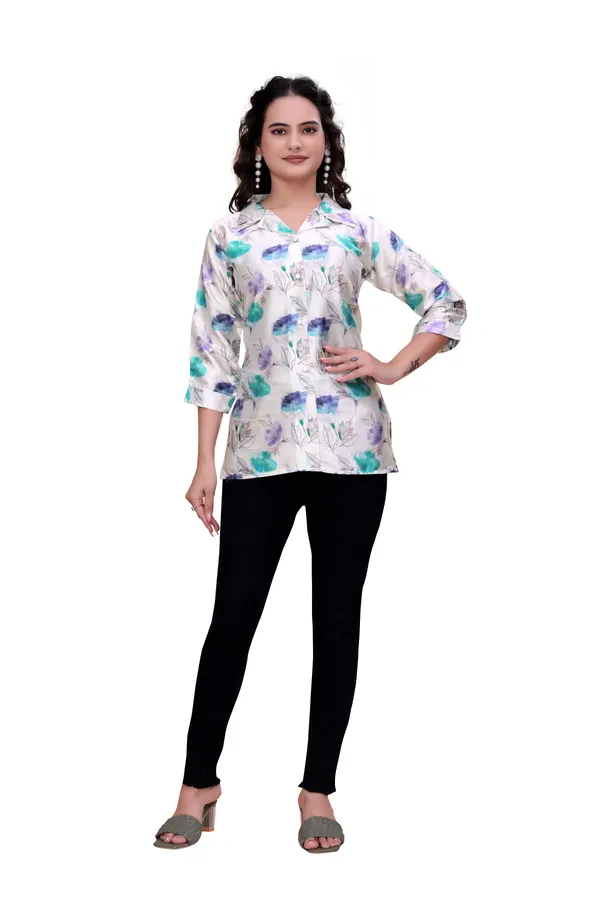 Offwhite_Floral_Lace-Up_Back_Rayon_Top_Tunic_For_Women