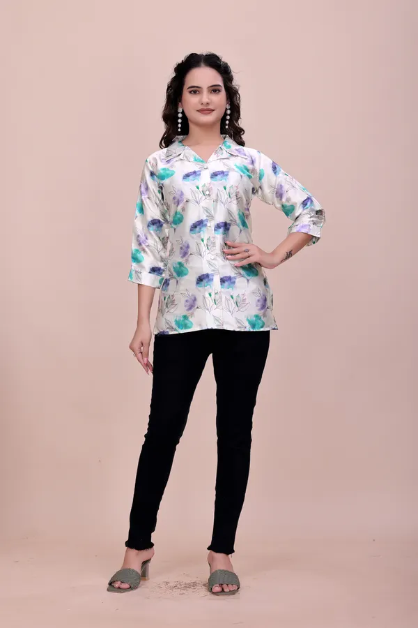 Offwhite_Floral_Lace-Up_Back_Rayon_Top_Tunic_For_Women