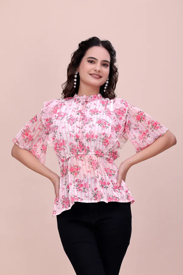 PINK_Blushing_Bloom_The_Premium_Sheer_Chiffon_Top_Tunic_For_Women