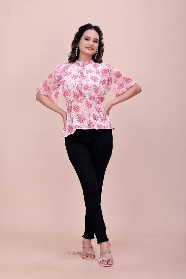 PINK_Blushing_Bloom_The_Premium_Sheer_Chiffon_Top_Tunic_For_Women