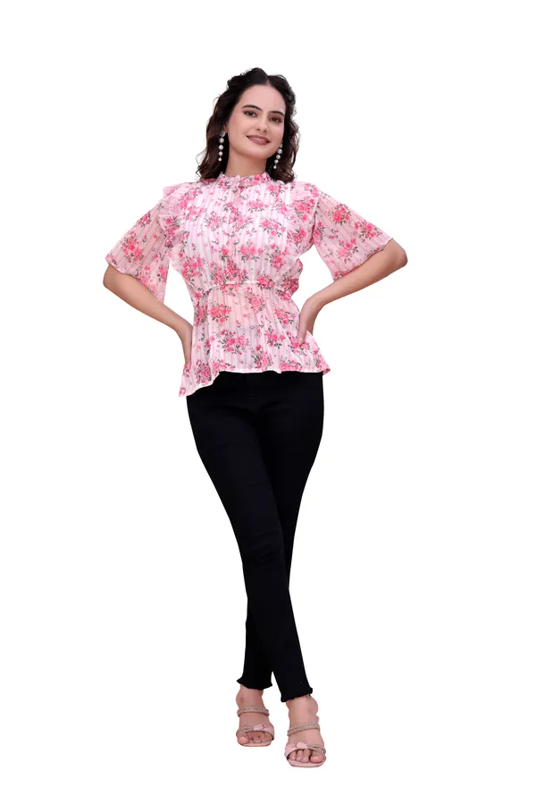 PINK_Blushing_Bloom_The_Premium_Sheer_Chiffon_Top_Tunic_For_Women