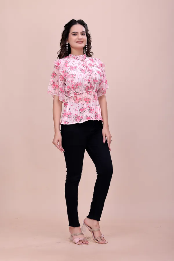 PINK_Blushing_Bloom_The_Premium_Sheer_Chiffon_Top_Tunic_For_Women
