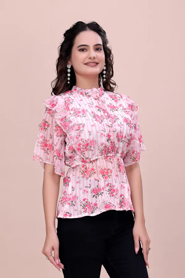PINK_Blushing_Bloom_The_Premium_Sheer_Chiffon_Top_Tunic_For_Women