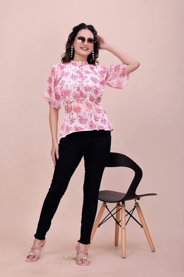 PINK_Blushing_Bloom_The_Premium_Sheer_Chiffon_Top_Tunic_For_Women