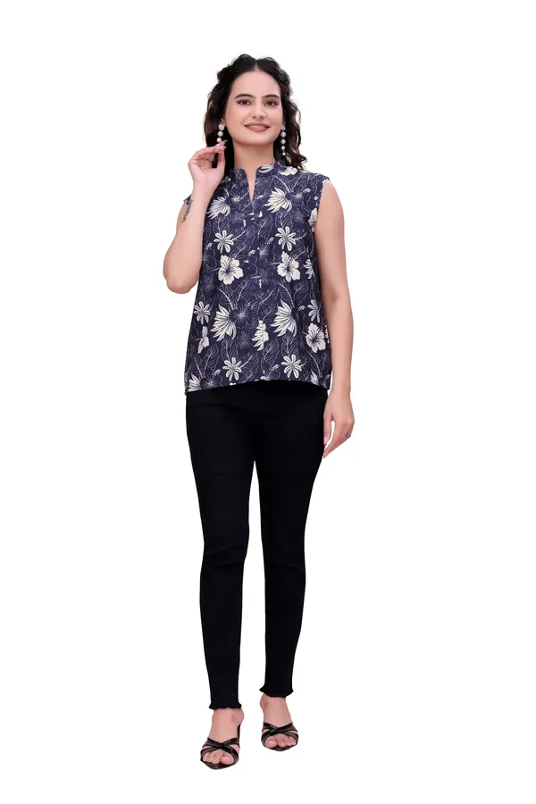 Blue_and_White_Floral_Sleeveless_Rayon_Top_Tunic_For_Women