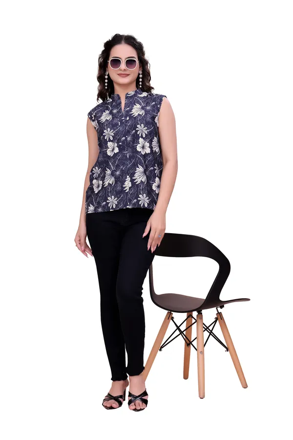 Blue_and_White_Floral_Sleeveless_Rayon_Top_Tunic_For_Women