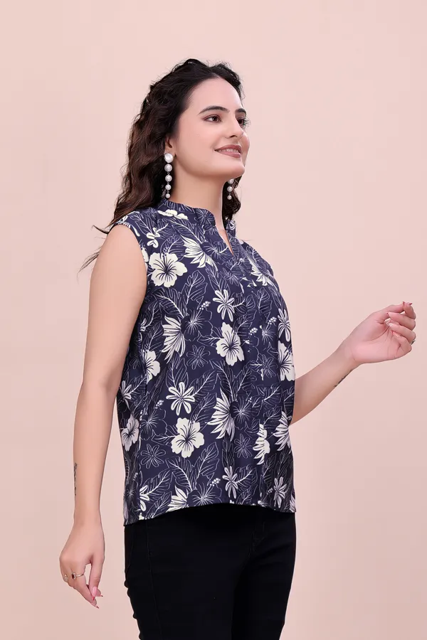 Blue_and_White_Floral_Sleeveless_Rayon_Top_Tunic_For_Women