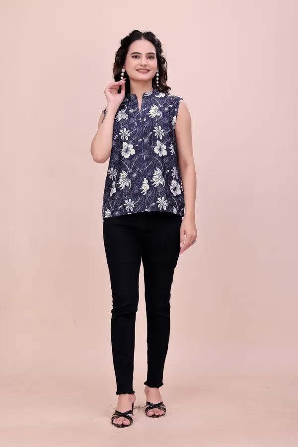 Blue_and_White_Floral_Sleeveless_Rayon_Top_Tunic_For_Women