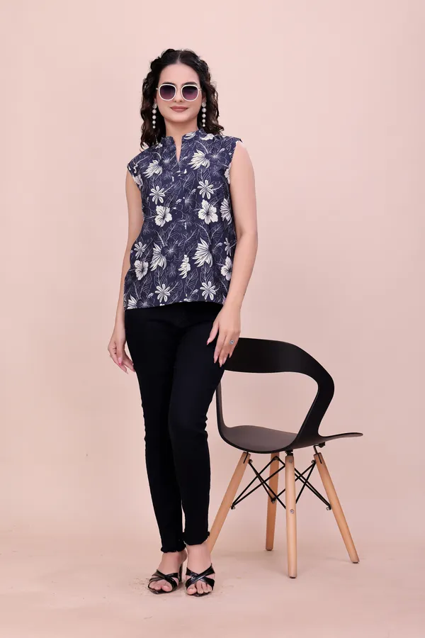 Blue_and_White_Floral_Sleeveless_Rayon_Top_Tunic_For_Women