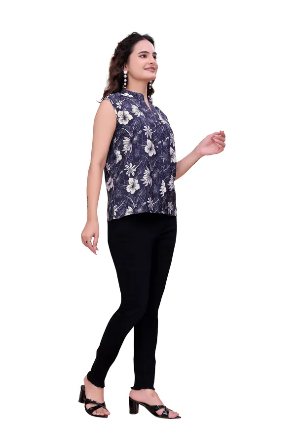 Blue_and_White_Floral_Sleeveless_Rayon_Top_Tunic_For_Women