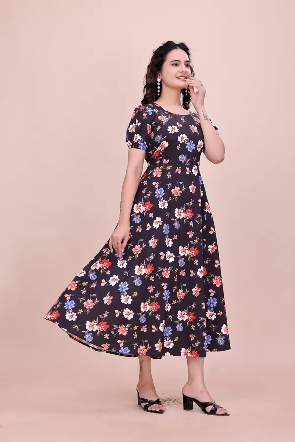 Black_Floral_Print_Chiffon_Mini_Dress_with_Elastic_Waist_Western_Gown_For_Women