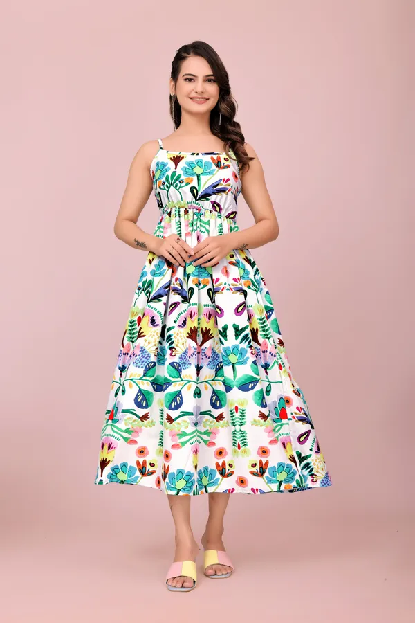 Green_Vibrant__Botanical_Flare_Dress_Western_Gown_For_Women
