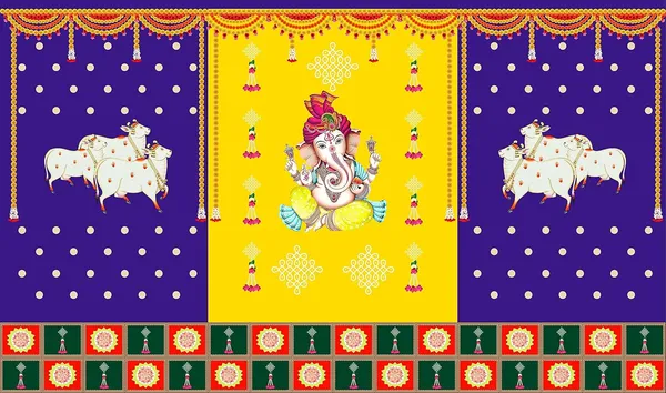 Multicolour_Polyester_Two_Cow_Ganeshji_Backdrop_Cloth_For_Festival_/_Pooja_|_5*8