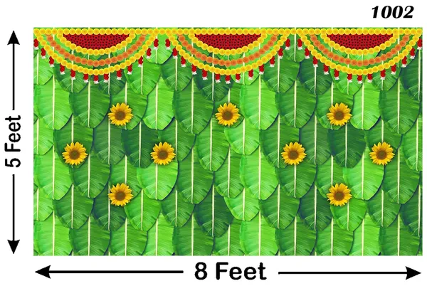 Multicolour_Polyester_Banana_Leaf_Marigold_Flower_Backdrop_Cloth_For_Festival_/_Pooja_|_5*8