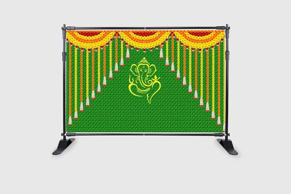 Yellow_Polyester_Weaved_Coconut_Leaf_Ganeshji_Backdrop_Cloth_For_Festival_/_Pooja_|_5*8