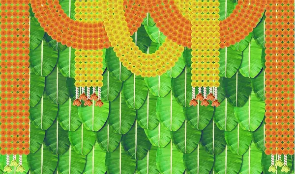 Multicolour_Polyester_Marigold_Flower_Banana_Leaf_Backdrop_Cloth_For_Festival_/_Pooja_|_5*8