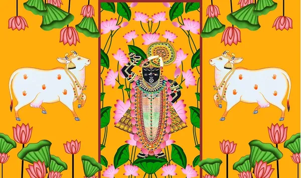 Multicolour_Polyester_Two_Cow_Srinath_Backdrop_Cloth_For_Festival_/_Pooja_|_5*8