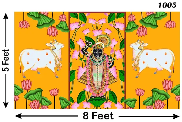 Multicolour_Polyester_Two_Cow_Srinath_Backdrop_Cloth_For_Festival_/_Pooja_|_5*8