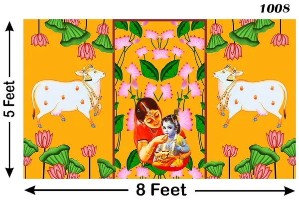 Multicolour_Polyester_Yashoda_Maata_Lord_Krishna_Backdrop_Cloth_For_Festival_/_Pooja_|_5*8