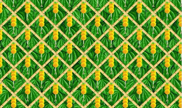 Multicolour_Polyester_Marigold_Flower_Betel_Leaf_Backdrop_Cloth_For_Festival_/_Pooja_|_5*8