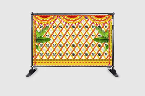 Multicolour_Polyester_Marigold_Lotus_Flower_Banana_Leaf_Backdrop_Cloth_For_Festival_/_Pooja_|_5*8