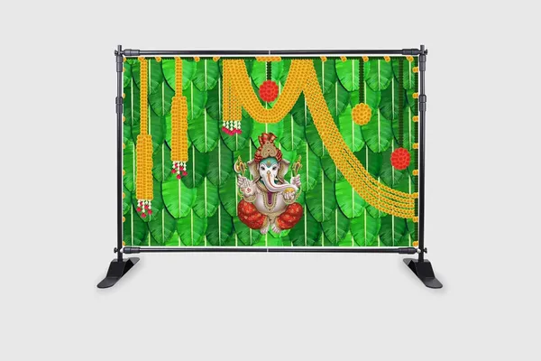 Multicolour_Polyester_Banana_Leaf_Marigold_Flower_Ganesh_Backdrop_Cloth_For_Festival_/_Pooja_|_5*8
