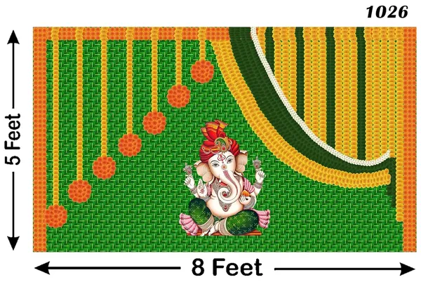 Multicolour_Polyester_Flower_Weaved_Coconut_Leaf_Kobbariaaku_Ganeshji_Backdrop_Cloth_For_Festival_/_Pooja_|_5*8
