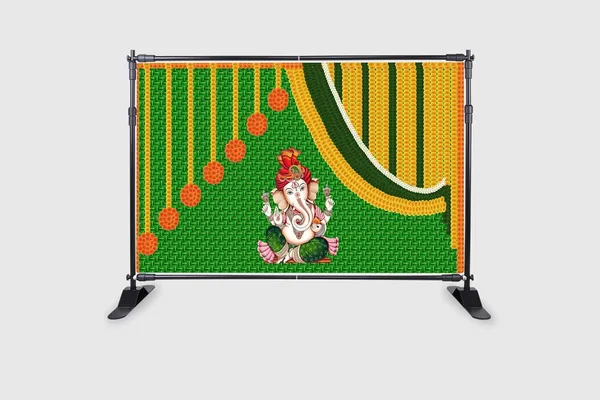 Multicolour_Polyester_Flower_Weaved_Coconut_Leaf_Kobbariaaku_Ganeshji_Backdrop_Cloth_For_Festival_/_Pooja_|_5*8