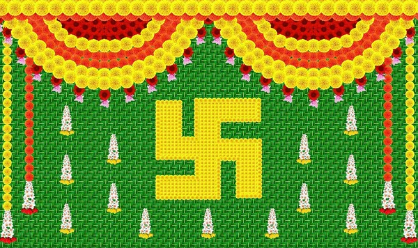 Multicolour_Polyester_Weaved_Coconut_Leaf_Flower_Swastik_Backdrop_Cloth_For_Festival_/_Pooja_|_5*8