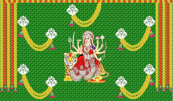 Multicolour_Polyester_Weaved_Coconut_Garland_Durga_Mata_Backdrop_Cloth_For_Festival_/_Pooja_|_5*8