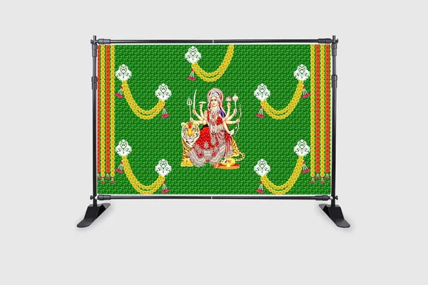 Multicolour_Polyester_Weaved_Coconut_Garland_Durga_Mata_Backdrop_Cloth_For_Festival_/_Pooja_|_5*8