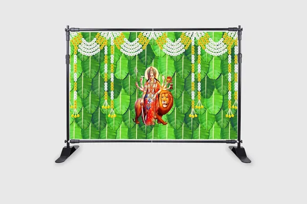 Multicolour_Polyester_Banana_Leaf_Garland_Durga_Mata_Backdrop_Cloth_For_Festival_/_Pooja_|_5*8