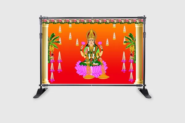 Multicolour_Polyester_Banana_Tree_Goddess_Lakshmi_Maa_Backdrop_Cloth_For_Festival_/_Pooja_|_5*8