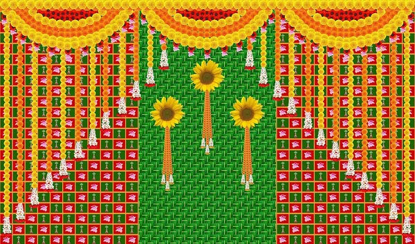 Multicolour_Polyester_Weaved_Coconut_Leaf_Sun_Flower_Backdrop_Cloth_For_Festival_/_Pooja_|_5*8