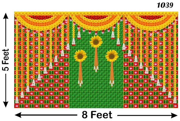 Multicolour_Polyester_Weaved_Coconut_Leaf_Sun_Flower_Backdrop_Cloth_For_Festival_/_Pooja_|_5*8