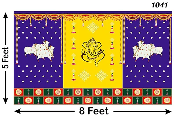 Multicolour_Polyester_Two_Cow_Ganesh_Backdrop_Cloth_For_Festival_/_Pooja_|_5*8