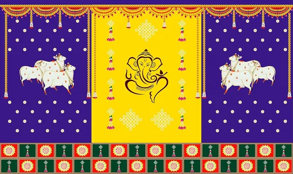 Multicolour_Polyester_Two_Cow_Ganesh_Backdrop_Cloth_For_Festival_/_Pooja_|_5*8