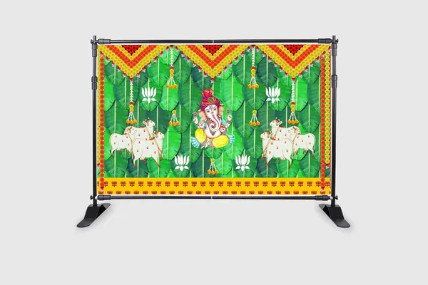 Multicolour_Polyester_Banana_Leaf_Lotus_Flower_Cows_Ganeshji_Backdrop_Cloth_For_Festival_/_Pooja_|_5*8