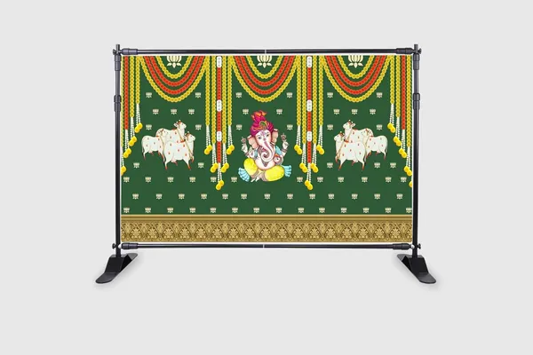 Multicolour_Polyester_Marigold_Lotus_Flower_Cows_Ganesh_Backdrop_Cloth_For_Festival_/_Pooja_|_5*8