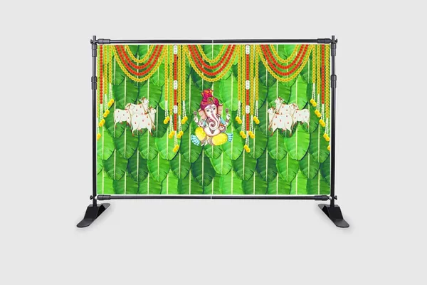 Multicolour_Polyester_Banana_Leaf_Marigold_Flower_Cow_Ganeshji_Backdrop_Cloth_For_Festival_/_Pooja_|_5*8