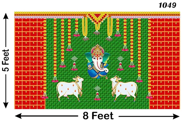 Multicolour_Polyester_Marigold_Flower_Cows_Ganesh_Backdrop_Cloth_For_Festival_/_Pooja_|_5*8