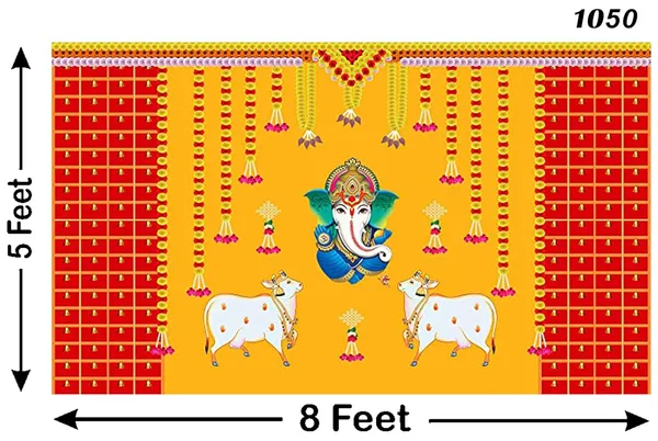 Multicolour_Polyester_Marigold_Flower_Cows_Ganesh_Backdrop_Cloth_For_Festival_/_Pooja_|_5*8