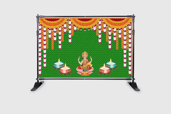 Multicolour_Polyester_Weaved_Coconut_Leaf_Flower_Goddess_Laxmi_Backdrop_Cloth_For_Festival_/_Pooja_|_5*8