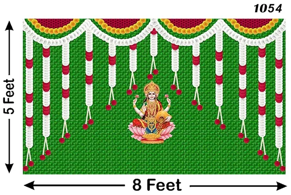 Multicolour_Polyester_Weaved_Coconut_Leaf_Flower_Goddess_Laxmi_Backdrop_Cloth_For_Festival_/_Pooja_|_5*8