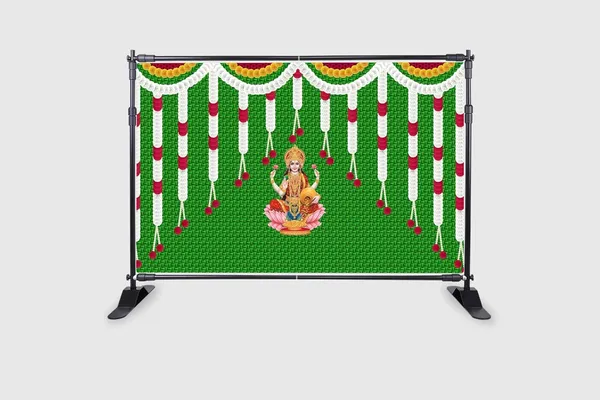 Multicolour_Polyester_Weaved_Coconut_Leaf_Flower_Goddess_Laxmi_Backdrop_Cloth_For_Festival_/_Pooja_|_5*8