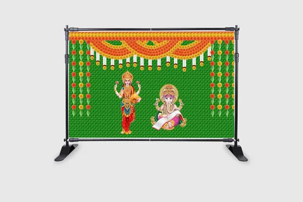 Multicolour_Polyester_Weaved_Coconut_Leaf_Flower_Goddess_Laxmi_Backdrop_Cloth_For_Festival_/_Pooja_|_5*8