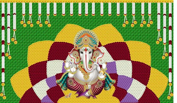 Multicolour_Polyester_Weaved_Coconut_Leaf_Colourful_Garlands_Ganeshji_Backdrop_Cloth_For_Festival_/_Pooja_|_5*8